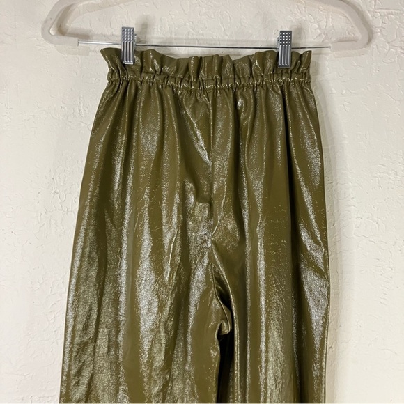 Aritzia Wilfred Jive High Waisted Faux Leather Pants in Avocado Green - Picture 8 of 10